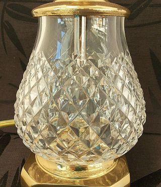 Vintage Waterford Crystal & Brass Lamp Asian Inspired Base Small Bedside Desk 2