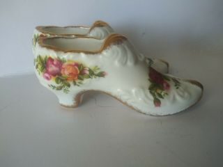 Vintage Royal Albert Old Country Roses Bone China Shoe Figurine England Set Of 2