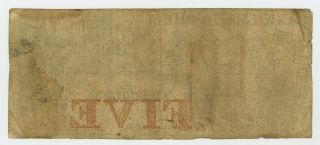 1860 $5 The Bank of Chattanooga,  TENNESSEE Note 2