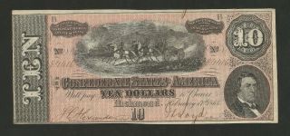 Type 68 Ten Dollars ($10) February 17th,  1864 - Confederate States Of America