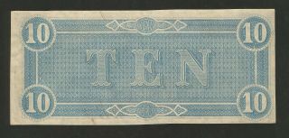 Type 68 Ten Dollars ($10) February 17th,  1864 - Confederate States of America 2