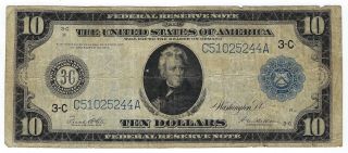 1914 Series $10 Ten Dollar Federal Reserve Large Size Note Blue Seal
