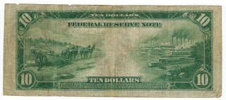 1914 Series $10 TEN DOLLAR FEDERAL RESERVE LARGE SIZE NOTE BLUE SEAL 2