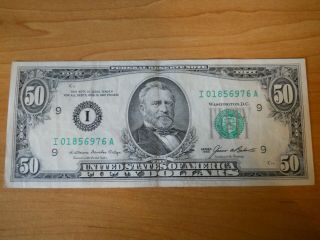 1985 (i) Minneapolis $50 Fifty Dollar Bill Federal Reserve Note Old Currency