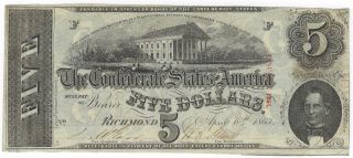 $5 1863 Confederate States Of America - Richmond,  Va T - 60