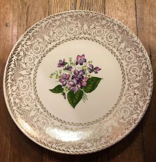 Two Cunningham & Pickett Spring Violet 10” Dinner Plates