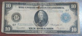 1914 $10 Large Note Federal Reserve Blue Seal Horse Blanket 06 - 01