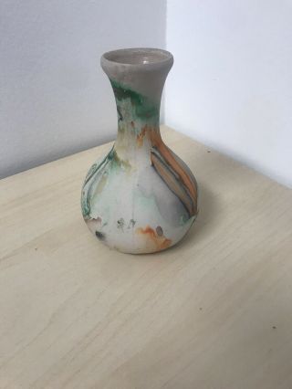 Vintage Nemadji Swirl Vase 6.  5 " Art Pottery Handmade (kt4)