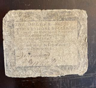 1775 Annapolis Maryland One Dollars Colonial Continental Currency $1 Note