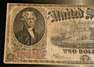 SERIES OF 1917 LARGE SIZE TWO DOLLAR $2 US LEGAL TENDER BANK NOTE 2