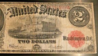 SERIES OF 1917 LARGE SIZE TWO DOLLAR $2 US LEGAL TENDER BANK NOTE 3