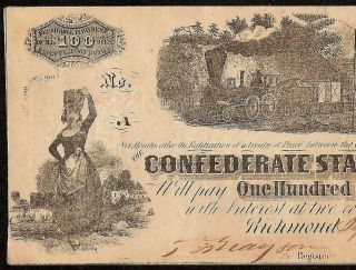 1862 $100 Dollar Confederate States Currency Civil War Note Paper Money T - 40 Au