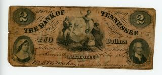 1861 Bank Of Tennessee Nashville Two Dollars