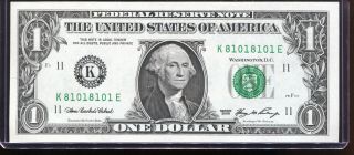 2006 $1 Federal Reserve Note Dallas Rotator Repeater K81018101e Uncirculated