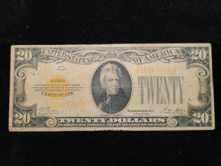Series Of 1928 $20 Gold Certificate Twenty Dollar Note