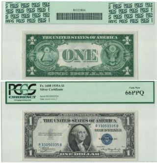 1935 A Us $1 Dollar Silver Certificate Pcgs 66 Ppq Gem Fr1608 Note H33050335