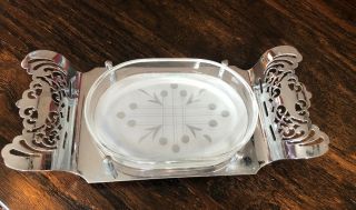 Farber Bros - Art Deco Chrome And Glass Soap Dish Made In York Usa