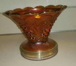 Vtg Imperial Glass Grape Pattern Marigold Punch Bowl Holder Pedestal Stand