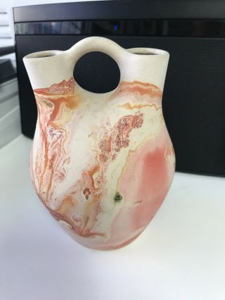 Vintage Nemadji Swirl Vase 6.  5 " Art Pottery Handmade (ff)