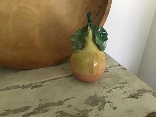 Italian Art Pottery Hand - Painted Pear Coin Bank Unusual Vintage