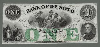 1863 $1 The Bank Of De Soto - Nebraska Obsolete Banknote - Civil War Era - Unk