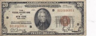 Kappyscoins W5194 1929 $20.  00 National Currency Federal Reserve Bank Of York