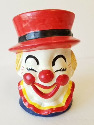 Clown Head Vase With Red Hat