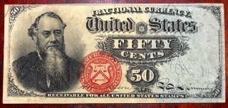 Usa - Fractional Currency - Stanton - 50 Cents - 4th Issue - Fr - 1376 - Color
