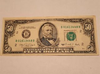 Old $50 Dollar Bill Series 1990 Federal Reserve Bank Of York - Good