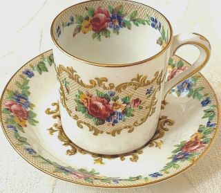 Paragon Minuet White Gold Pink Fine Bone China Demitasse Cup And Saucer England