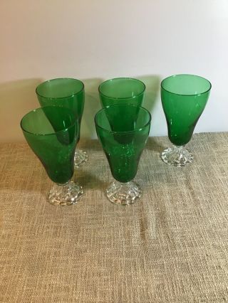 Anchor Hocking Burple Green 7” Water Glass Set Of 5 (1 Glass Has Flaw)