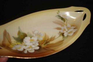 Vintage RS Germany Porcelain White Floral Cutout Handle Relish Celery Dish Bowl 2