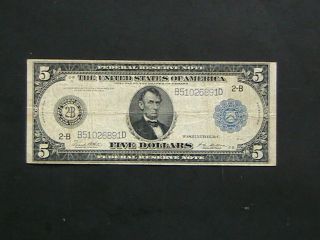 1914 $5 Five Dollar Large Size Federal Reserve Note