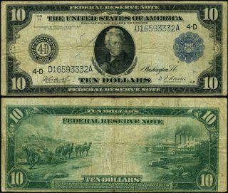 Fr.  918 $10 1914 Federal Reserve Note Cleveland Fine - Graffiti