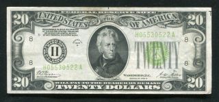 Fr.  2052 - H 1928 - B $20 Frn “gold On Demand” Lgs Light Green Seal St.  Louis,  Mo Xf