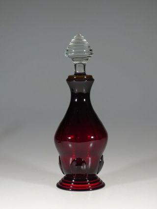 Vintage Martinsville Glass Company Ruby Red Moondrops Decanter C.  1935