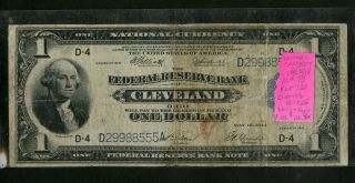 Us Paper Money 1914 $1 National Currency Bank Note Frn Cleveland Ohio