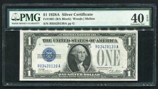 Fr.  1601 1928 - A $1 One Dollar " Funnyback " Silver Certificate Pmg Ef - 40epq (e)