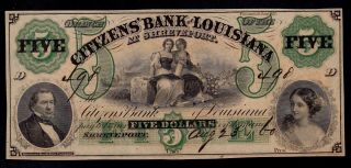 United States 5 Dollars 1860 Citizens Bank Of Louisiana Unc
