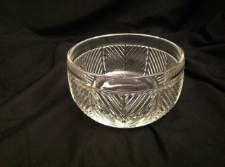 Signed Ralph Lauren Herringbone Pattern Crystal 6 " Bowl