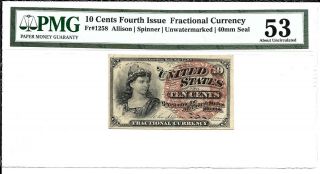 Fr 1258 10 Cents Fractional Currency Fourth Issue Pmg 53