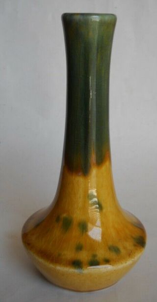 Vintage Art Pottery 5 1/2 " Vase With Green Drip Glaze