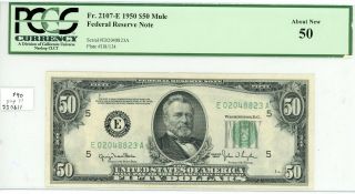 $50 1950 Federal Reserve Note Richmond Fr 2107 - E (ea Block) Pcgs 50