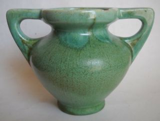Vintage Art Pottery 3 1/2 " Vase With Matte Green Drip Glaze