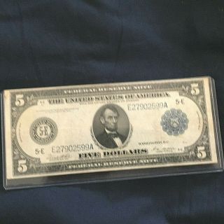 1914 $5 Five Dollar Large Size Federal Reserve Note