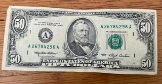 1993 $50 Dollar Bill Vintage Reserve Note 90s