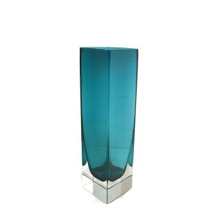 Dazzling Sea Blue Murano Sommerso Block Bud Vase 7.  5 " Tall