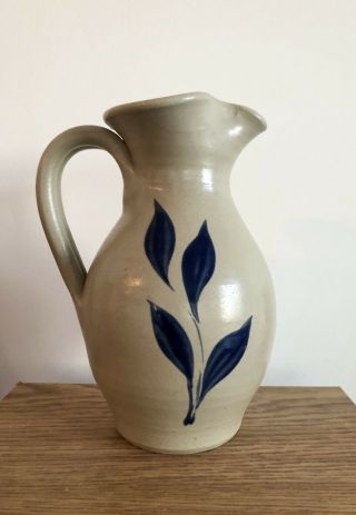 Williamsburg Pottery Stoneware Salt Glaze 6 " Floral Pitcher -