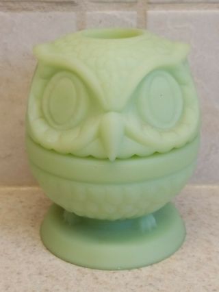 Fenton Glass Satin Lime Green Sherbet Owl Fairy Light Lamp 1977 - 78 5108 Ls