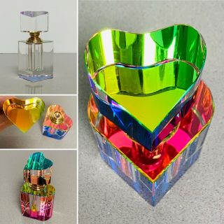 Murano Cristalleria ? Ann Primrose? Perfume Bottle Heart Rainbow Optical Italian